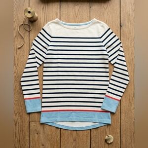 Spartina 449 Yacht Club Ivory Navy Blue Striped Long Sleeve Top Size XS